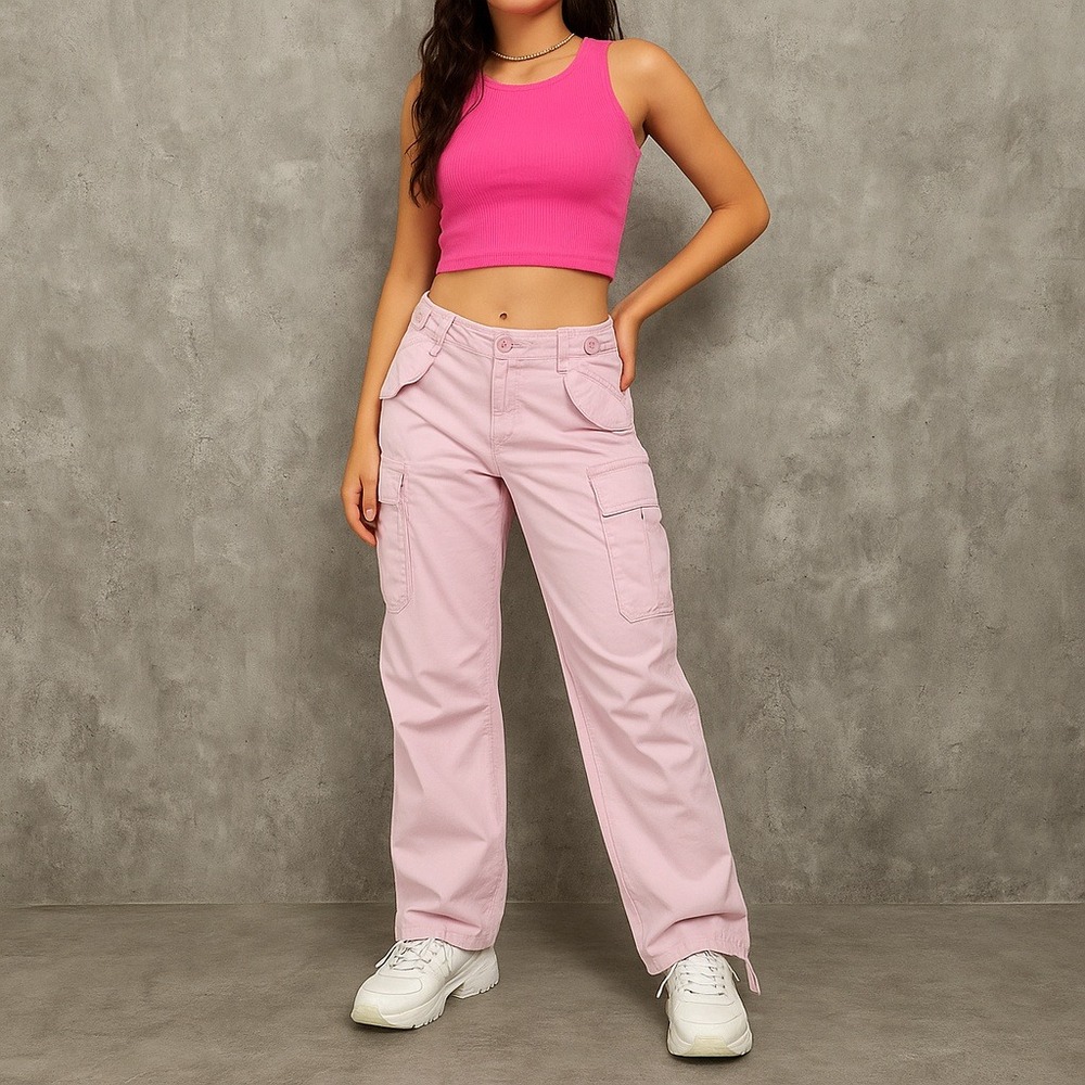 Y2K Mossimo Cargo Pants Pink 100%‎ Cotton Jrs 3 Utility Skater Streetwear 2000s